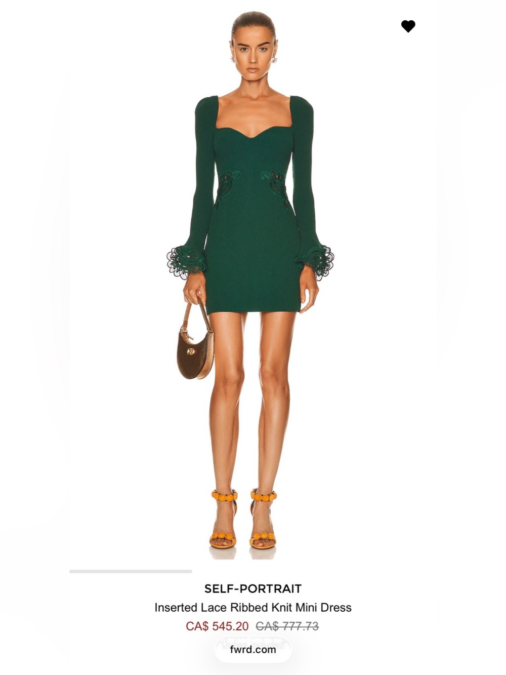 Self-Portrait Inserted Lace Ribbed Knit Mini Dress